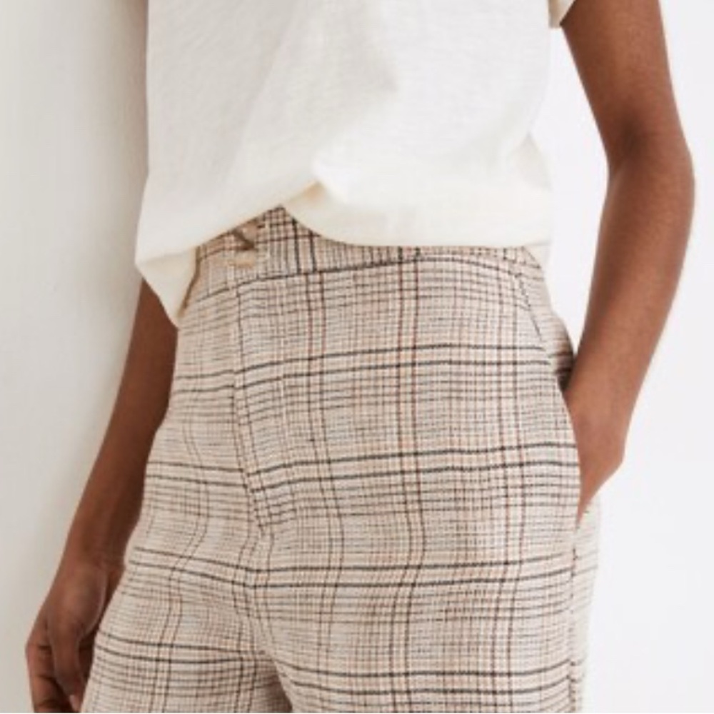 Madewell Linen Clean Plaid Tan Shorts